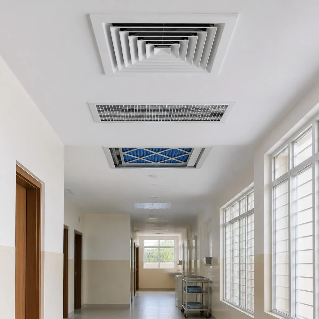 Clinical-adjacent HVAC and ventilation equipment in a healthcare setting